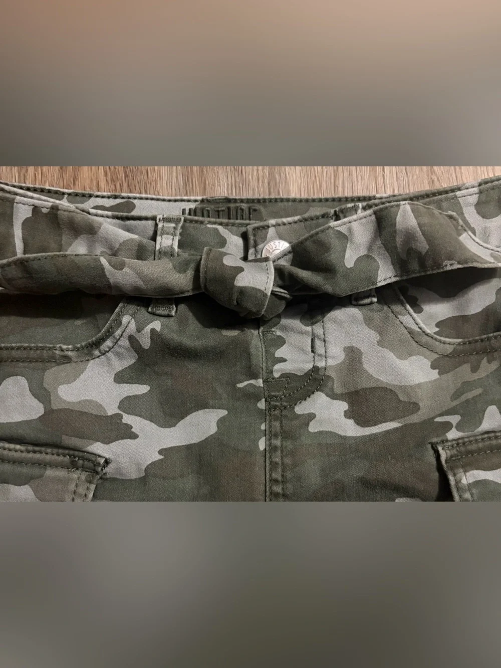 Justice - Olive Camouflage Tie-Waist Cargo Skirt - Size 7